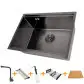 Zestaw czarny zlewozmywak kuchenny i czarna bateria NB-5742