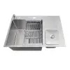 Zlewozmywak nablatowy kuchenny stalowy z ociekaczem Inox 70 cm Nett NSM-7047 foto №5