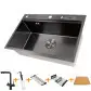 Zestaw czarny zlewozmywak kuchenny i bateria ze stali nierdzewnej NB-7048
