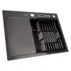 Zlew kuchenny czarny z ociekaczem po lewej stalowy szafki 60 cm Nett NB-6045L foto №5