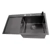 Czarny zlewozmywak kuchenny stalowy z ociekaczem po lewej 80 cm Nett NB-7848L foto №2