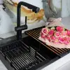 Przeceniona czarna bateria kuchenna z wyciąganą wylewką ze stali Nett FBL-34 foto №5