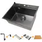 Zestaw czarny zlewozmywak kuchenny i bateria ze stali nierdzewnej NB-5747