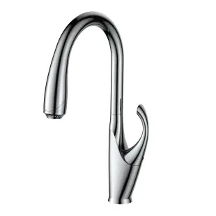 Bateria kuchenna z wyciąganą wylewką nablatowa chrom Łabędź Nett SWH-435 foto