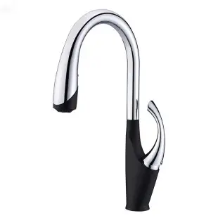 Czarna bateria kuchenna z wyciąganą wylewką nablatowa Łabędź Nett SWB-435 foto