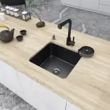 Czarny zlewozmywak ze stali nierdzewnej 46 cm podwieszany Nett NB-4643