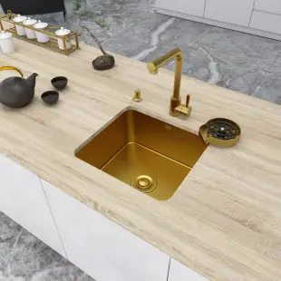 Złoty zlewozmywak ze stali nierdzewnej 46 cm podwieszany Nett NG-4643 foto