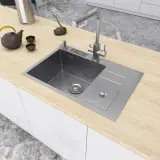 Zlewozmywak nablatowy kuchenny stalowy z ociekaczem Inox 70 cm Nett NSM-7047