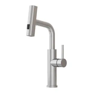 Bateria kuchenna wodospad z wyciąganą wylewką ze stali nierdzewnej Nett LS-35 foto