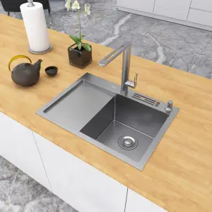 Zlew kuchenny ze stali 1,5 mm jednokomorowy 60 cm z ociekaczem po lewej Nett NS-6045L foto