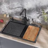 Czarny zlewozmywak ze stali nierdzewnej 1,5 mm z powłoką PVD Nett NB-7048