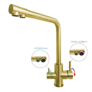 Złota bateria kuchenna ze stali z podłączeniem do filtra "Frosh" Nett FG-33 foto