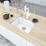 Zlewozmywak kuchenny biały jednokomorowy podwieszany ze stali 1,5 mm NW-5742