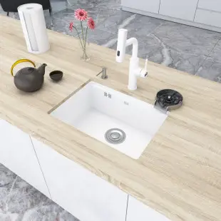 Zlewozmywak kuchenny biały jednokomorowy podwieszany ze stali 1,5 mm NW-5742 foto