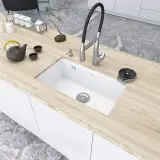 Zlewozmywak kuchenny biały jednokomorowy podwieszany ze stali 1,5 mm Nett NW-7042