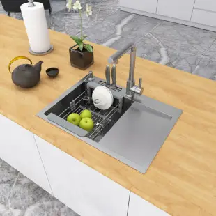 Zlewozmywak ze stali 1,5 mm z ociekaczem po prawej stronie inox Nett NS-6045(R) foto