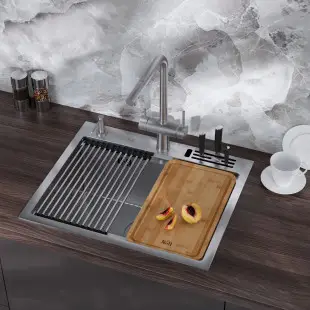 Zlewozmywak do kuchni jednokomorowy nablatowy ze stali 1,5 mm maly Nett NS-5747 foto