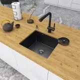 Zlewozmywak kuchenny czarny jednokomorowy podwieszany ze stali 1,5 mm Nett NB-5045