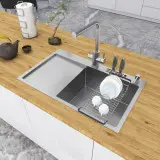 Zlew kuchenny stalowy jednokomorowy z ociekaczem po lewej 80 cm Nett NS-7848L