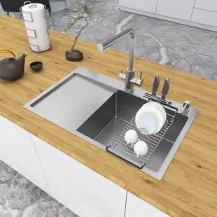 Zlew kuchenny stalowy jednokomorowy z ociekaczem po lewej 80 cm Nett NS-7848L foto