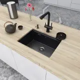 Zlew kuchenny czarny jednokomorowy podwieszany stal nierdzewna 1,5 mm Nett NB-5742