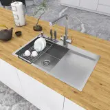 Zlewozmywak kuchenny ze stali 1,5 mm jednokomorowy z ociekaczem 80 cm Nett NS-7848R