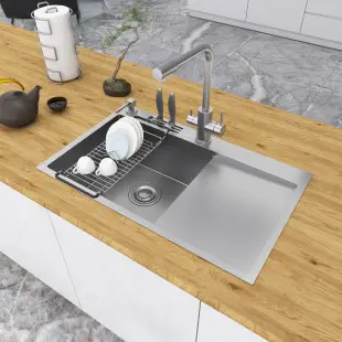 Zlewozmywak kuchenny ze stali 1,5 mm jednokomorowy z ociekaczem 80 cm Nett NS-7848R foto
