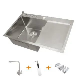 Zestaw zlewozmywak kuchenny i bateria ze stali nierdzewnej NS-7848 foto