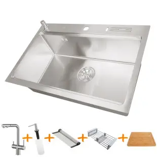 Zestaw zlewozmywak kuchenny i bateria ze stali nierdzewnej NS-7048 foto